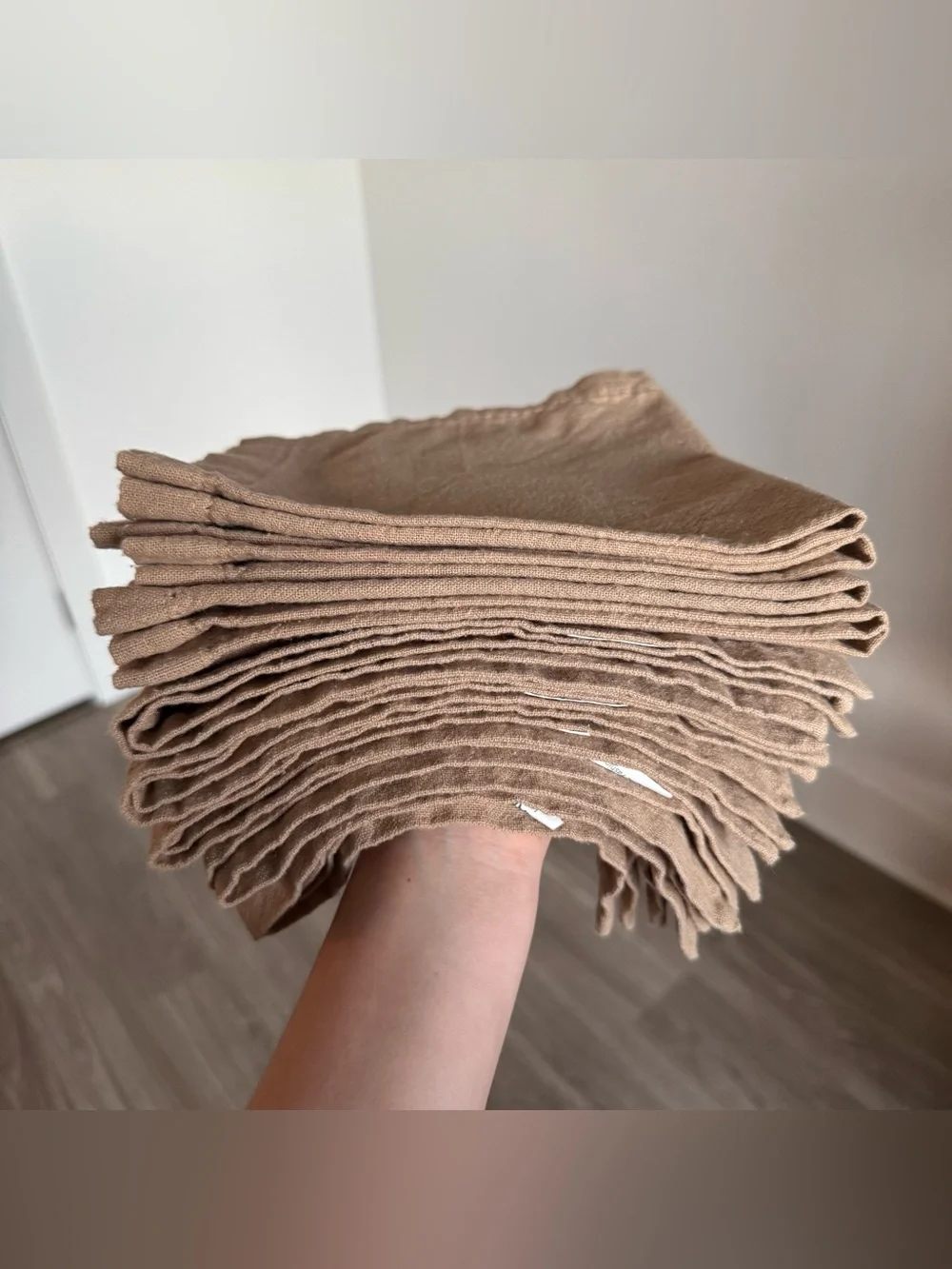 Fabric Napkins Set Of 10 Beige 100% Cotton